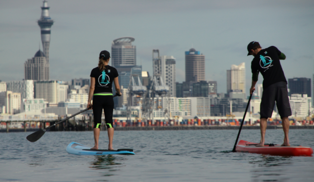 Paddle boarding in Auckland Harbour