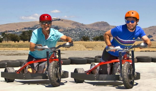People riding electric drift trikes Christchurch