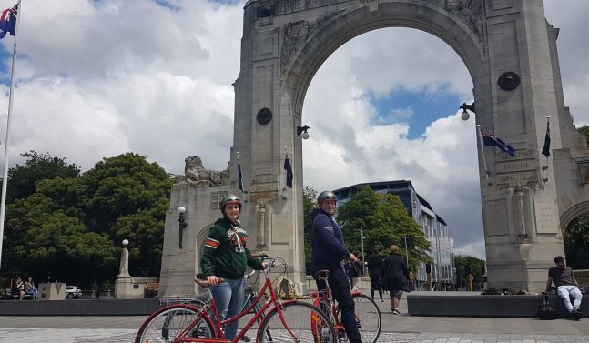 People riding bikes in Christchurch city